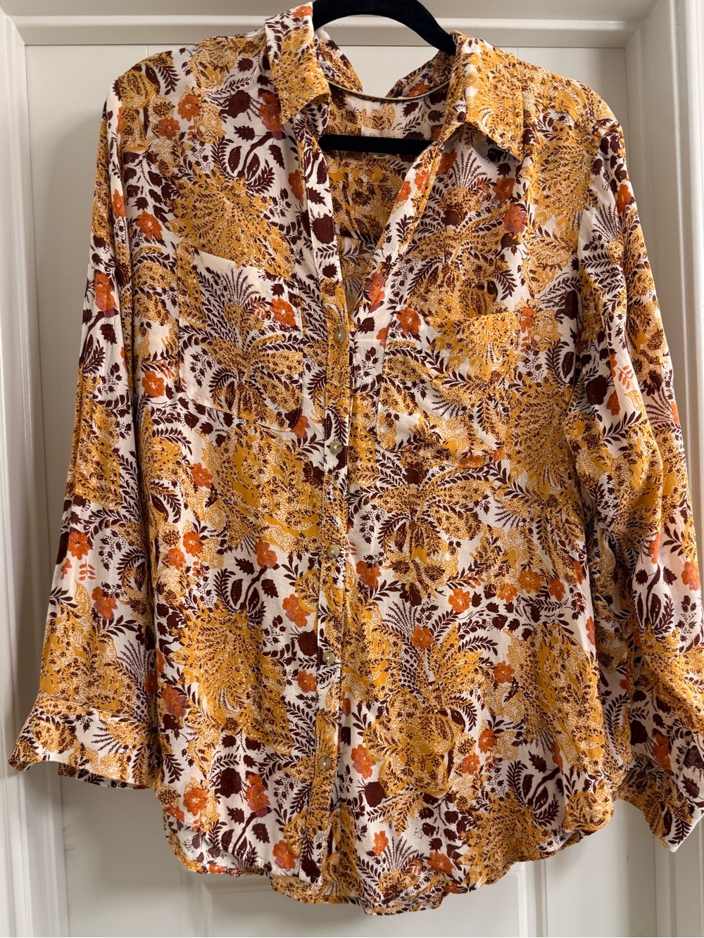 Anthropologie Pilcro Print Button-Down Blouse // Sz 1X